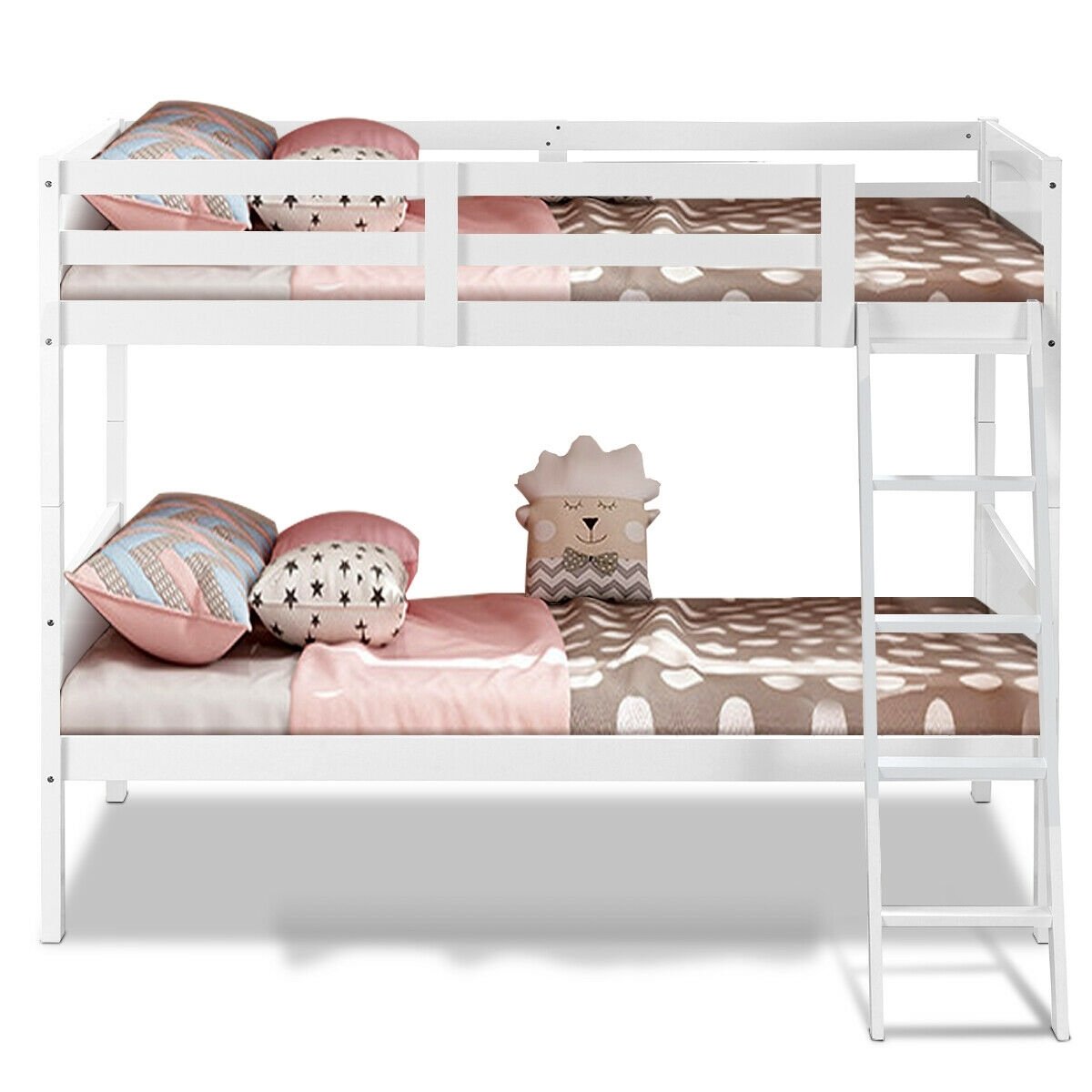 Twin Size Wooden Bunk Beds Convertible 2 Individual Beds, White Bunk Bed Frame   at Gallery Canada