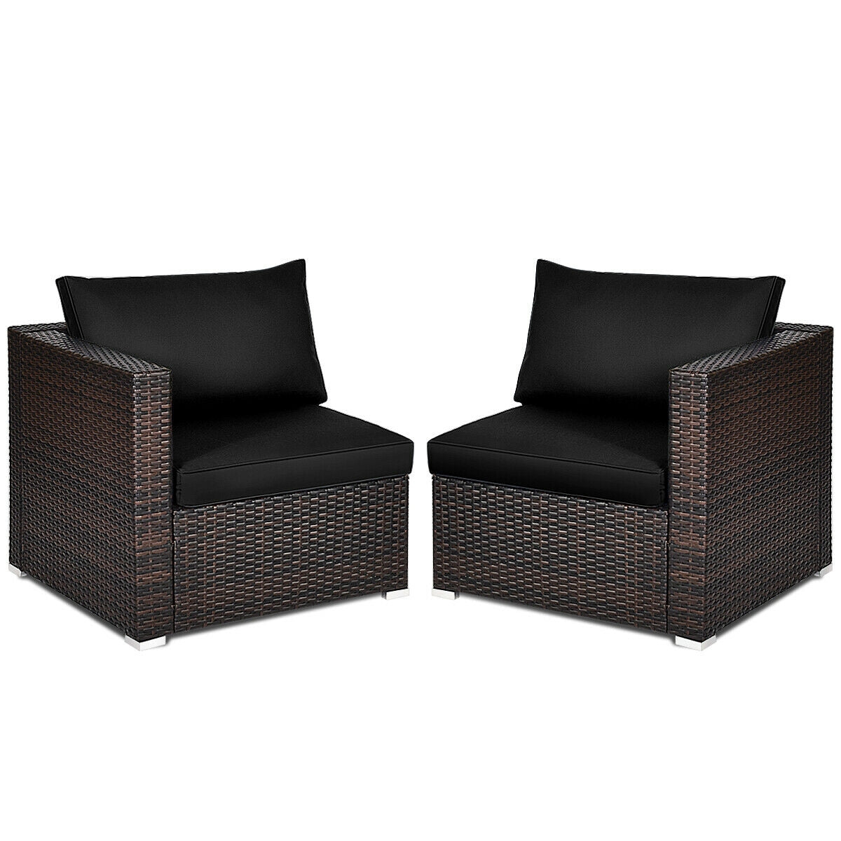 2 Pieces Patio Rattan Sectional Conversation Sofa Set, Black Outdoor Sectionals   at Gallery Canada