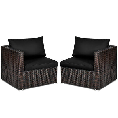 2 Pieces Patio Rattan Sectional Conversation Sofa Set, Black Outdoor Sectionals   at Gallery Canada