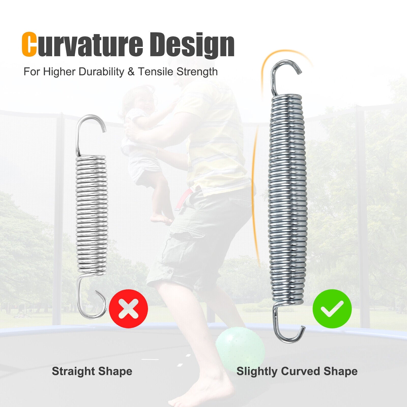 7 Inch Rustproof Galvanized Steel Replacement Trampoline Elasticity Springs-7 Inch, Silver Trampoline Accessories   at Gallery Canada