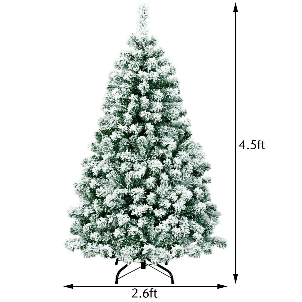 4.5 Feet Pre-Lit Premium Snow Flocked Hinged Artificial Christmas Tree, Green Christmas Tree   at Gallery Canada