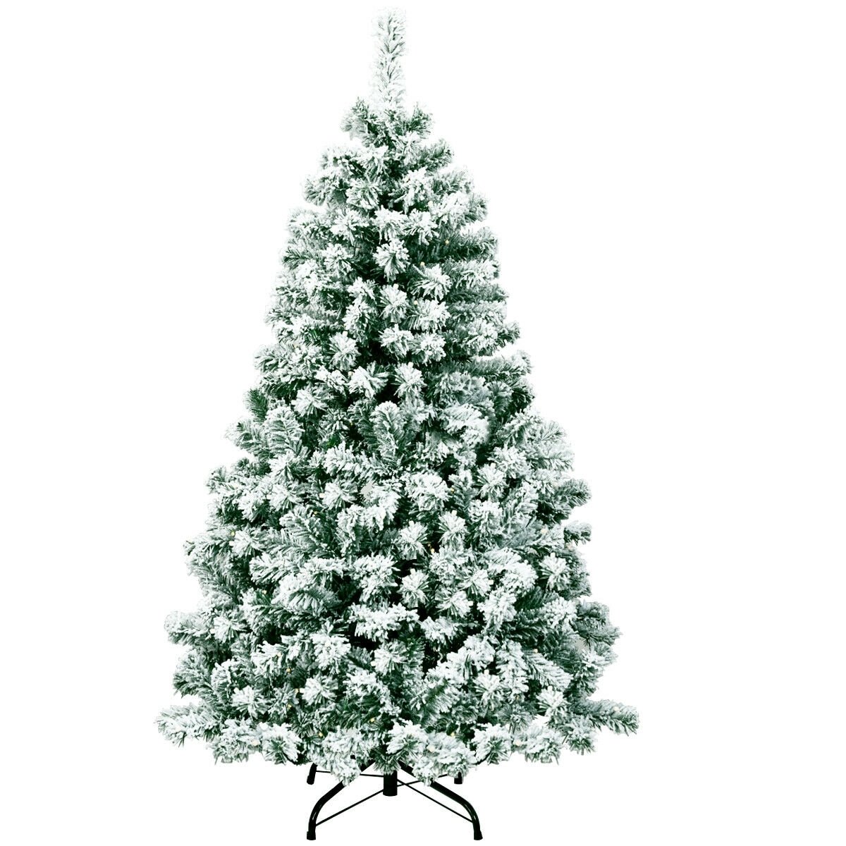 4.5 Feet Pre-Lit Premium Snow Flocked Hinged Artificial Christmas Tree, Green Christmas Tree   at Gallery Canada