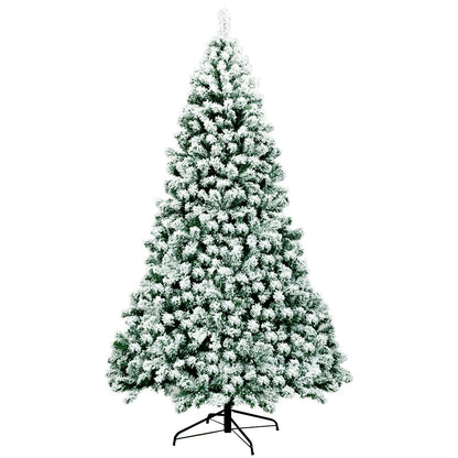 7.5 Feet Pre-Lit Premium Snow Flocked Hinged Artificial Christmas Tree with 550 Lights, Green Christmas Tree   at Gallery Canada