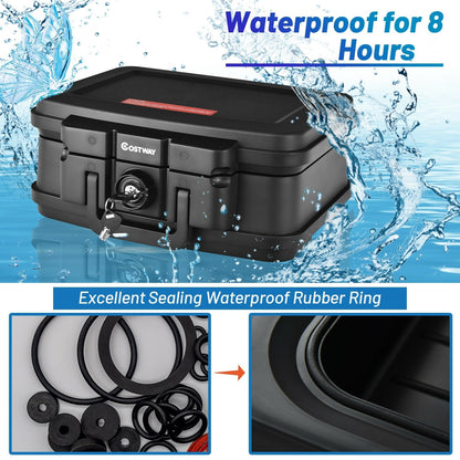 Fireproof Waterproof 30 Minute Safe Box with Lock and Handle-15.5 x 13 x 7 inches, Black Safe Box   at Gallery Canada
