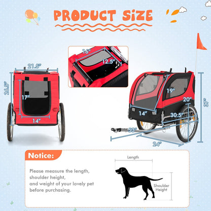 Dog Bike Trailer Foldable Pet Cart with 3 Entrances for Travel, Red Dog Supplies   at Gallery Canada