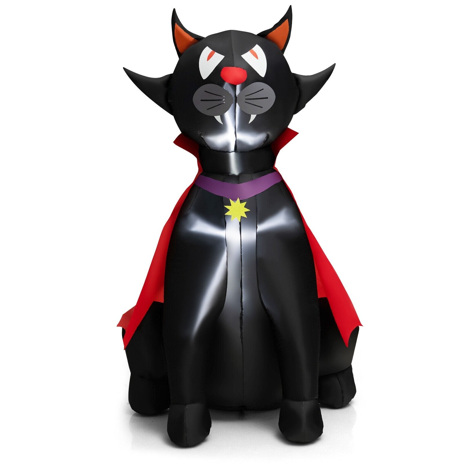 4.7 Feet Halloween Inflatable Vampire Cat with Red Cloak, Black Halloween   at Gallery Canada