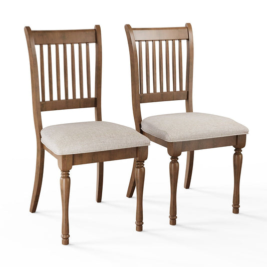 Set of 2 Farmhouse Upholstered Dining Chair with Rubberwood Legs, Rustic Brown - Gallery Canada