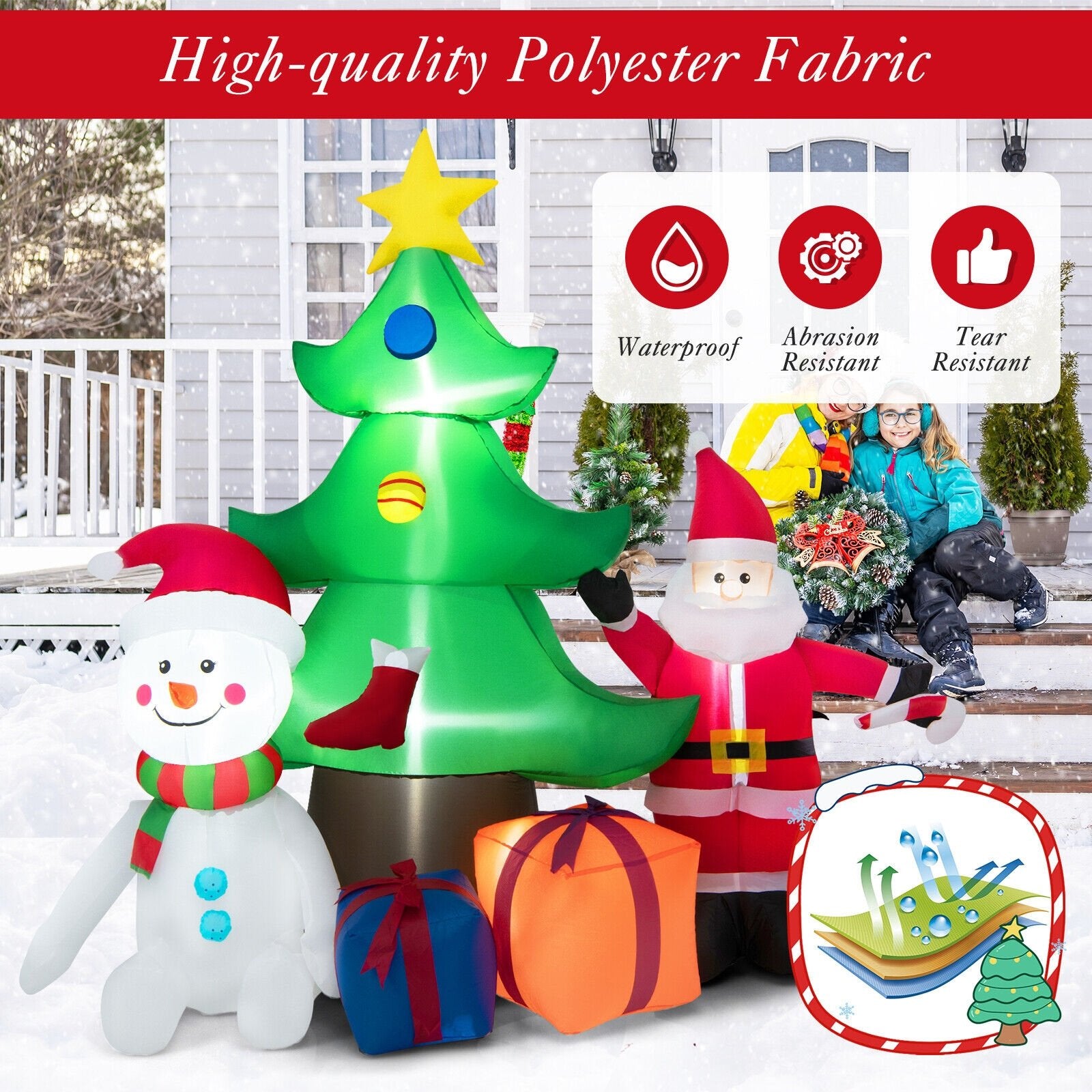 7.2 Feet Inflatable Lighted Christmas Decoration Tree with Santa Claus, Multicolor Christmas Inflatables   at Gallery Canada