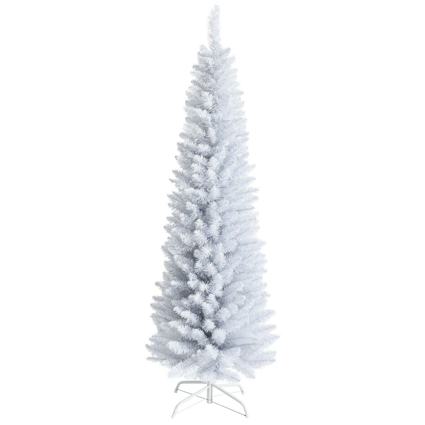 6 Feet Unlit Artificial Slim Pencil Christmas Tree with Metal Stand, White Christmas Tree   at Gallery Canada