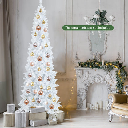 7 Feet Pre-Lit Hinged Pencil Christmas Tree White with 300 LED Lights and 8 Flash Modes, White Christmas Tree   at Gallery Canada