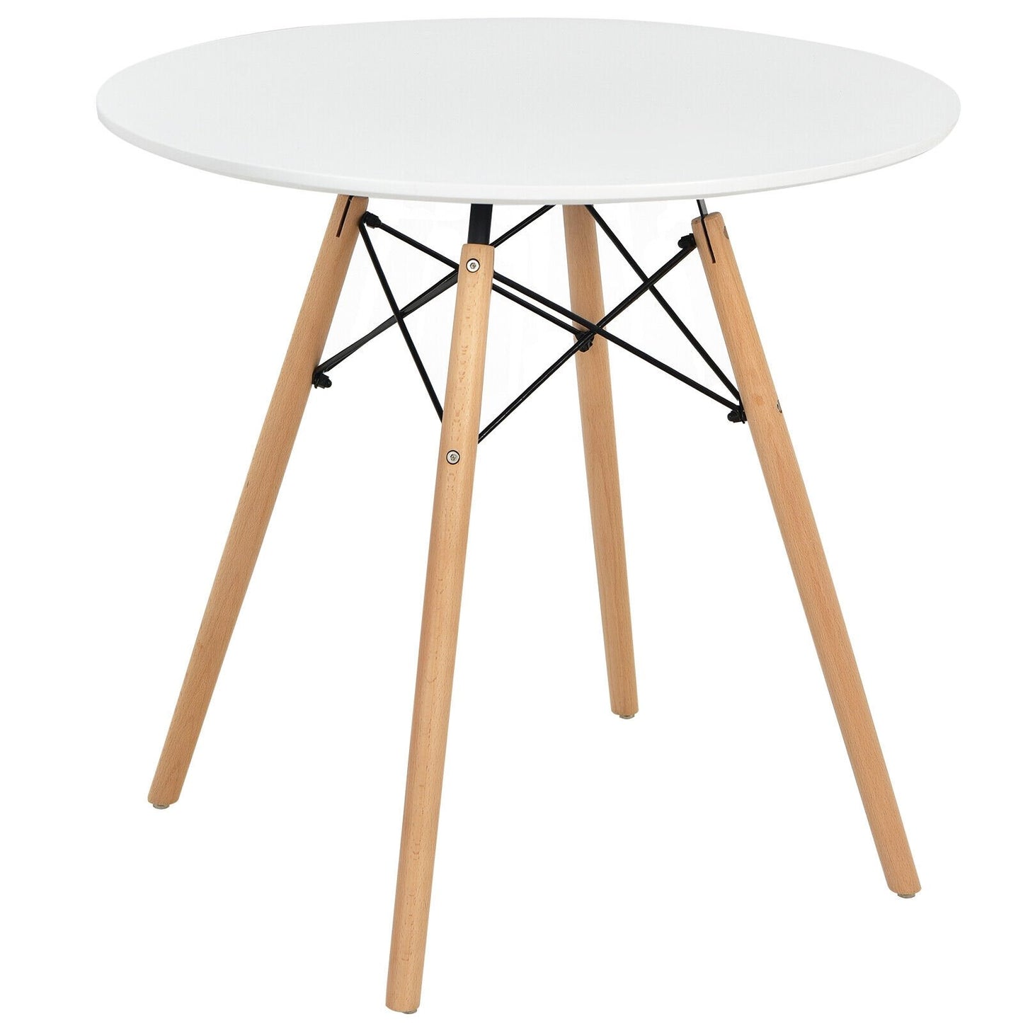 Round Modern Dining Table with Solid Wooden Leg, White Coffee Tables   at Gallery Canada