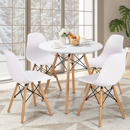 Round Modern Dining Table with Solid Wooden Leg, White Coffee Tables   at Gallery Canada