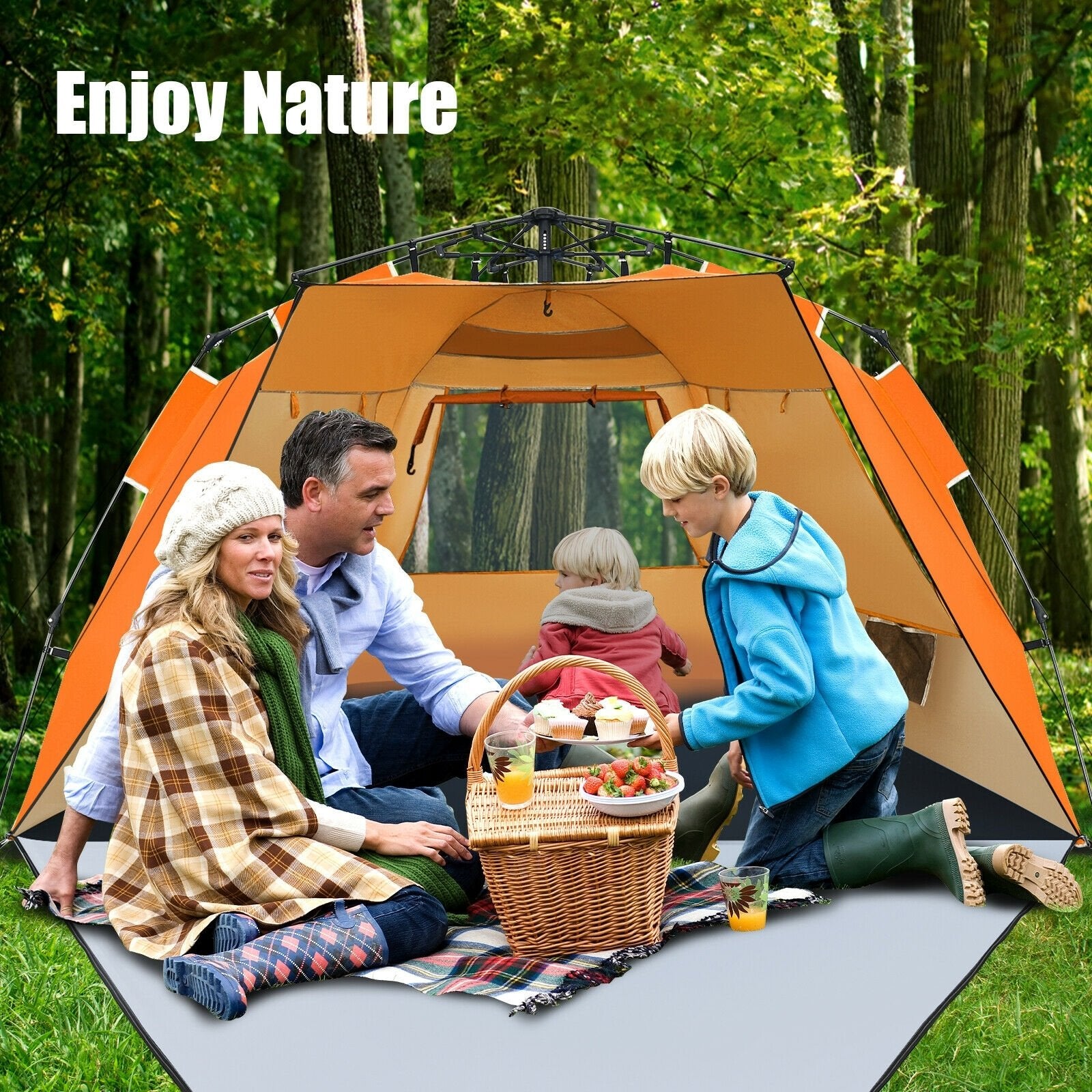 Easy Pop Up Beach Tent UPF 50+ Portable Sun Shelter for 3-4 Person, Orange Tents at Gallery Canada