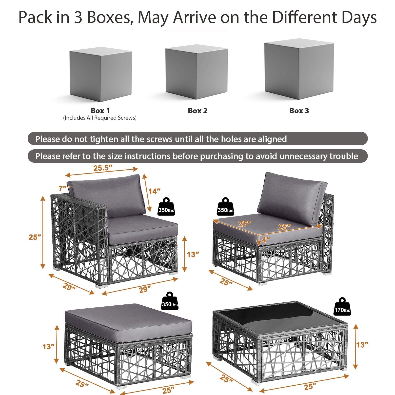 5 Pieces Patio PE Rattan Wicker Sofa Furniture Set, Gray Outdoor Sectionals   at Gallery Canada