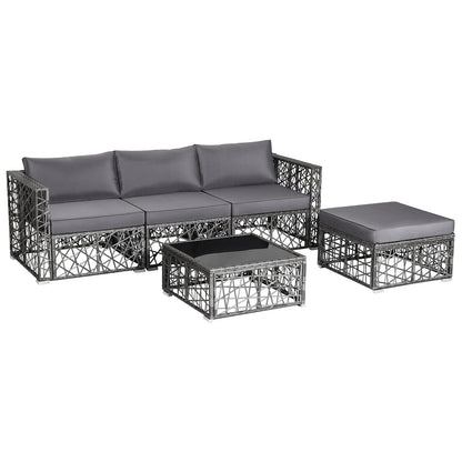 5 Pieces Patio PE Rattan Wicker Sofa Furniture Set, Gray Outdoor Sectionals   at Gallery Canada