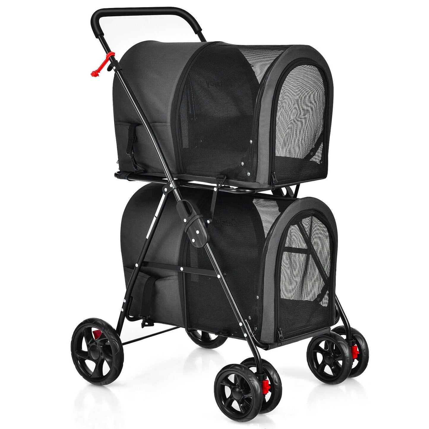 4-in-1 Double Pet Stroller with Detachable Carrier and Travel Carriage, Black Dog Supplies   at Gallery Canada