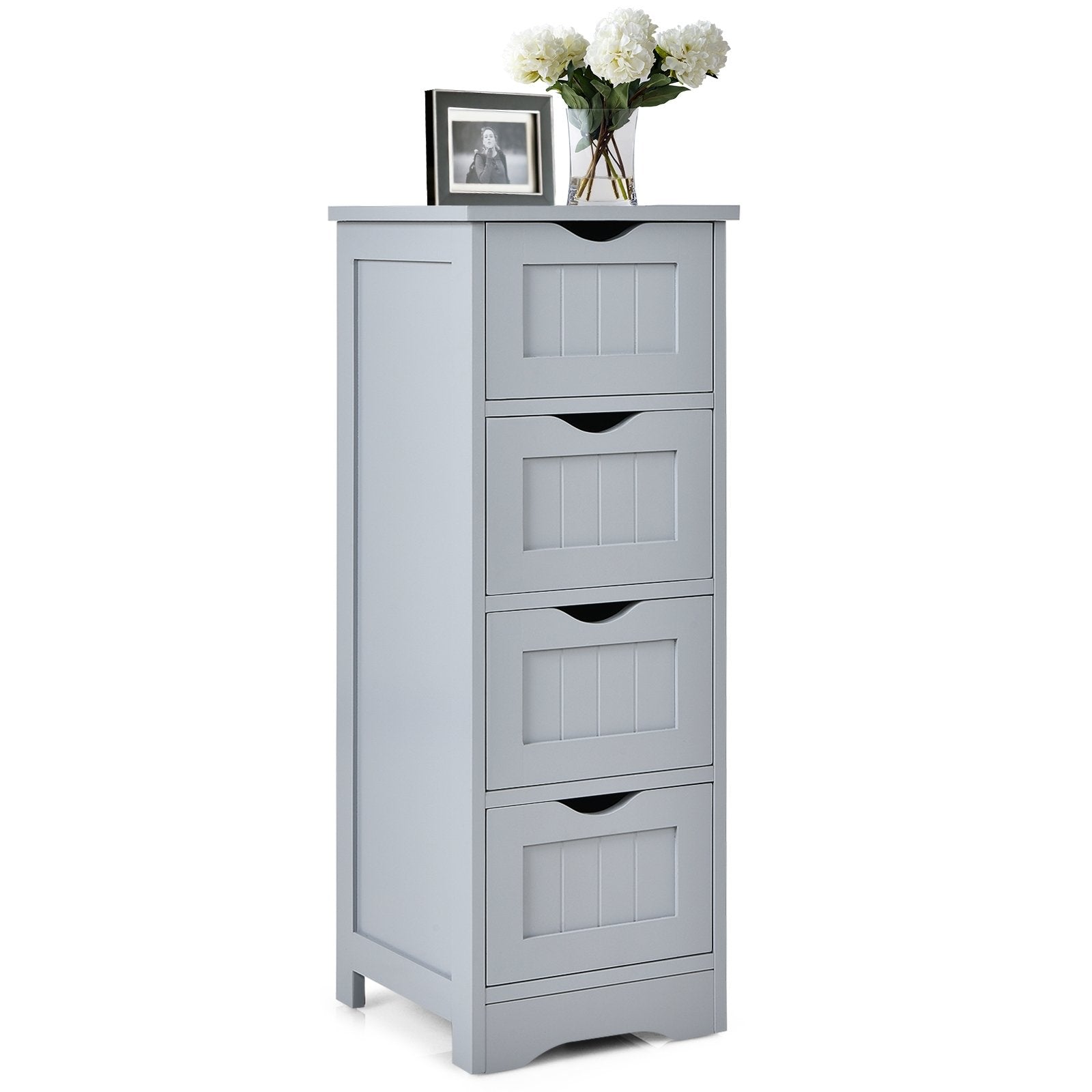 Floor Wooden Free Standing Storage Side Organizer for Bathroom, Gray Floor Cabinets   at Gallery Canada