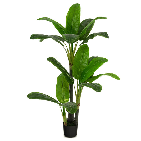 5 Feet Artificial Tree with 18 Large Leaves, Green Faux Plants   at Gallery Canada