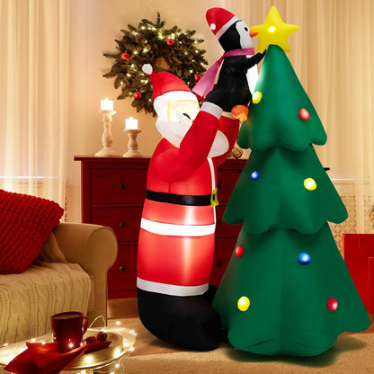 6 Feet Inflatable Christmas Tree and Santa Claus with LED and Air Blower, Multicolor - Gallery Canada