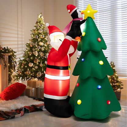 6 Feet Inflatable Christmas Tree and Santa Claus with LED and Air Blower, Multicolor Christmas Inflatables   at Gallery Canada