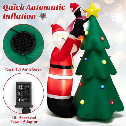 6 Feet Inflatable Christmas Tree and Santa Claus with LED and Air Blower, Multicolor - Gallery Canada