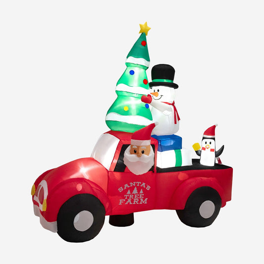 8 Feet Wide Inflatable Santa Claus Driving a Car with LED and Air Blower, Multicolor - Gallery Canada