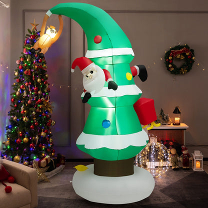 8 Feet Inflatable Christmas Tree with Santa Claus, Multicolor - Gallery Canada