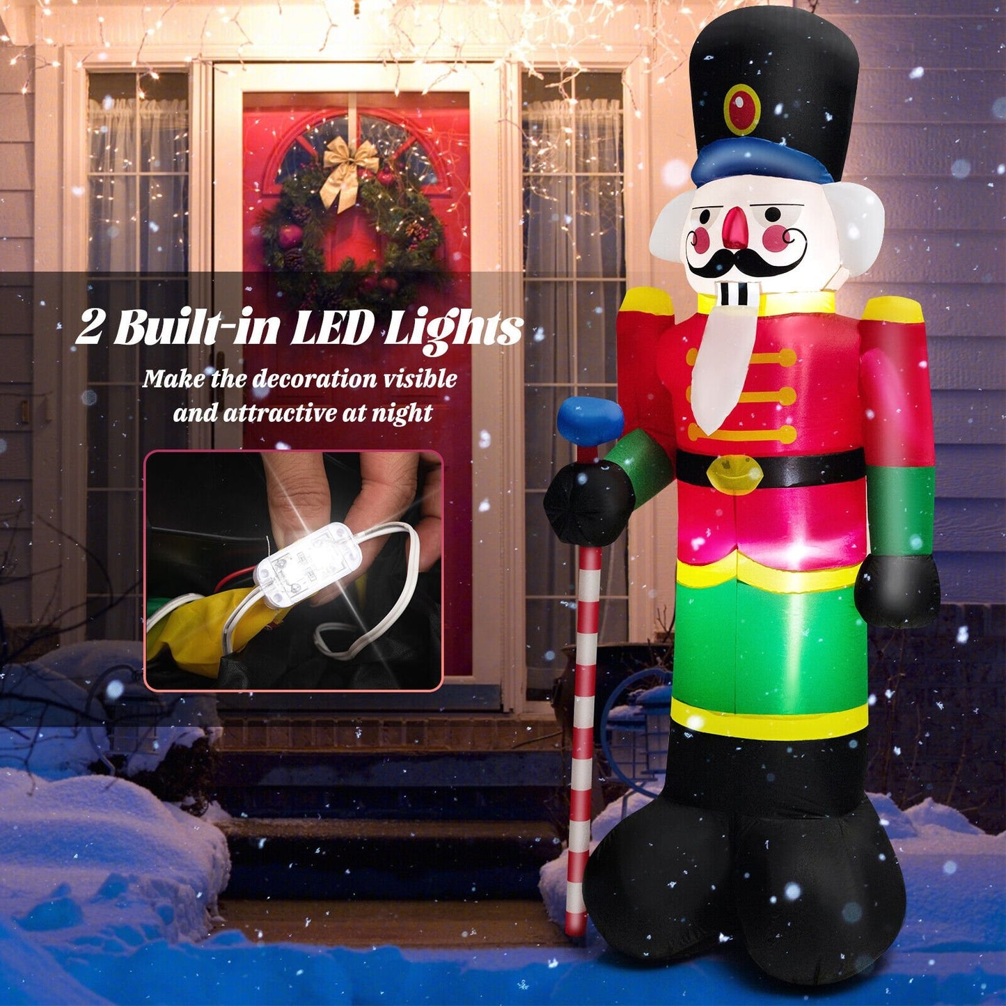 8 Feet Inflatable Nutcracker Soldier with 2 Built-in LED Lights, Multicolor Christmas Inflatables   at Gallery Canada