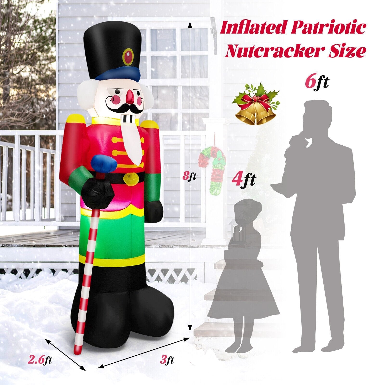 8 Feet Inflatable Nutcracker Soldier with 2 Built-in LED Lights, Multicolor Christmas Inflatables   at Gallery Canada