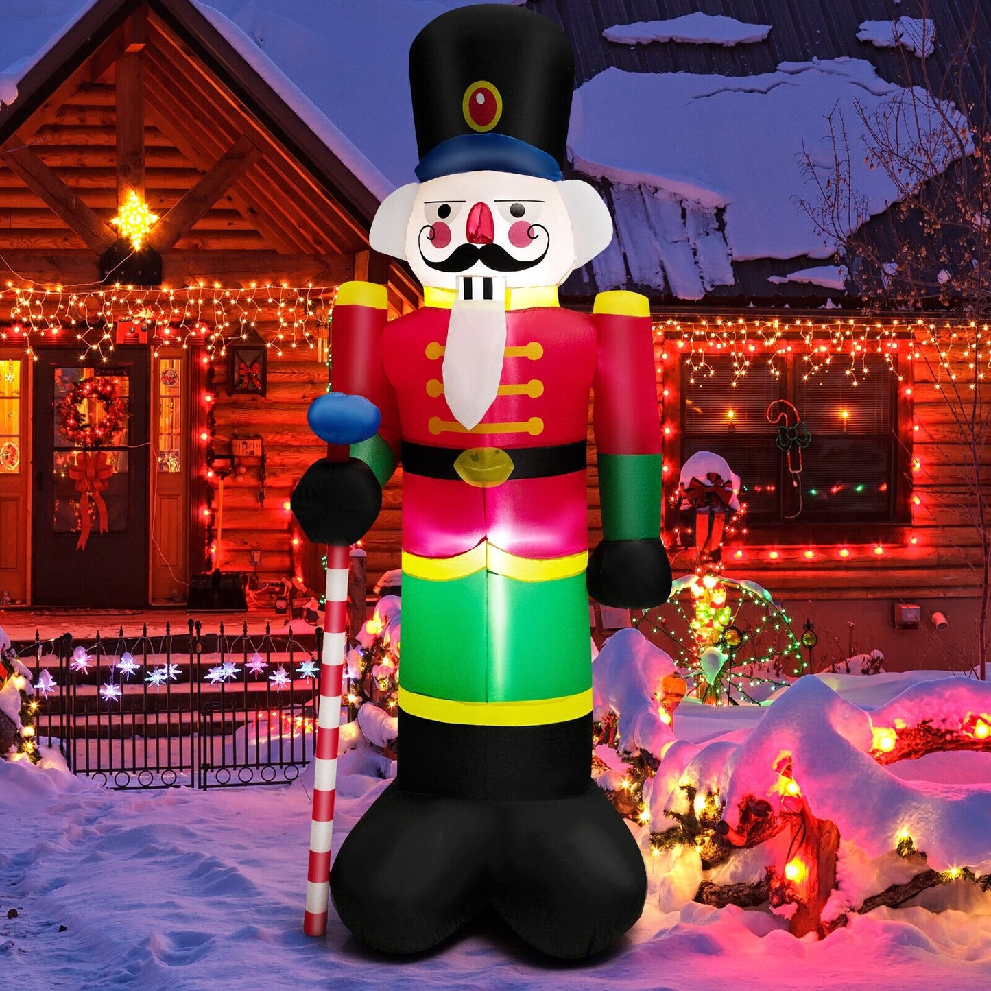 8 Feet Inflatable Nutcracker Soldier with 2 Built-in LED Lights, Multicolor Christmas Inflatables   at Gallery Canada