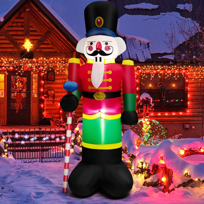 8 Feet Inflatable Nutcracker Soldier with 2 Built-in LED Lights, Multicolor - Gallery Canada