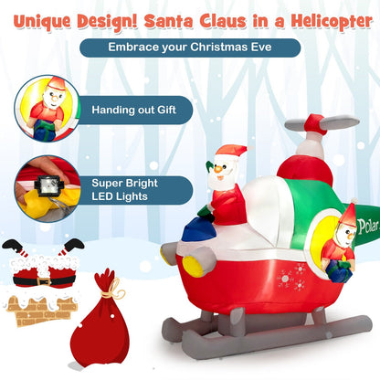 6 Feet Wide Inflatable Santa Claus Flying a Helicopter with Air Blower, Multicolor - Gallery Canada