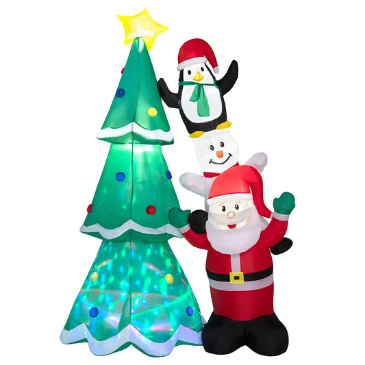 8.7 Feet Inflatable Christmas Tree with Santa Claus and Snowman and Penguin Blow-up, Multicolor Christmas Inflatables   at Gallery Canada