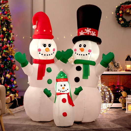 6 Feet Inflatable Christmas Snowman Decoration with LED and Air Blower, Multicolor - Gallery Canada