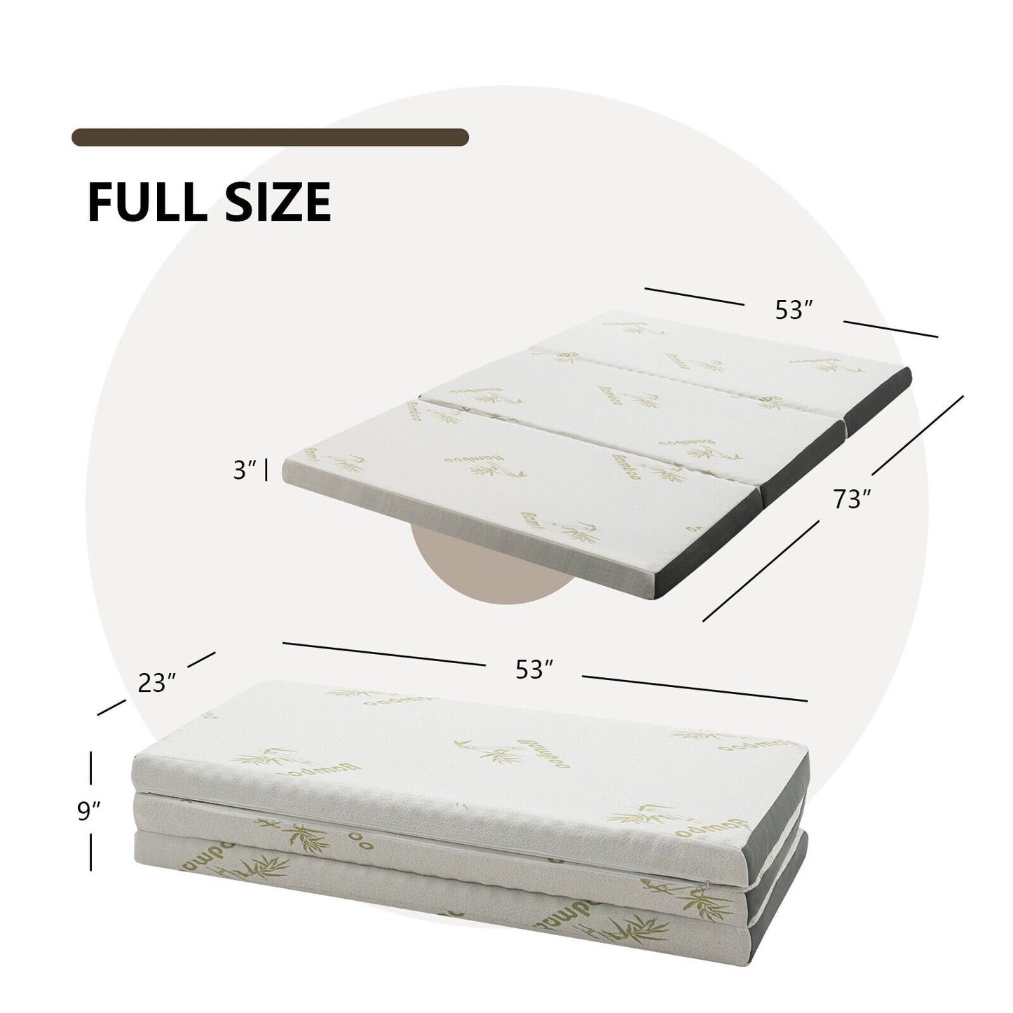 Queen 3 Inch Tri-fold Memory Foam Floor Mattress Topper Portable with Carrying Bag-M, White Mattresses   at Gallery Canada