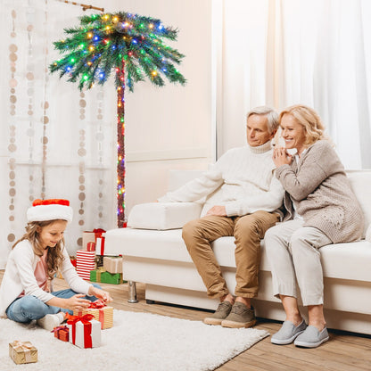 6 Feet Pre-Lit Artificial Tropical Christmas Palm Tree with 210 Multi-Color Lights, Green Christmas Tree   at Gallery Canada