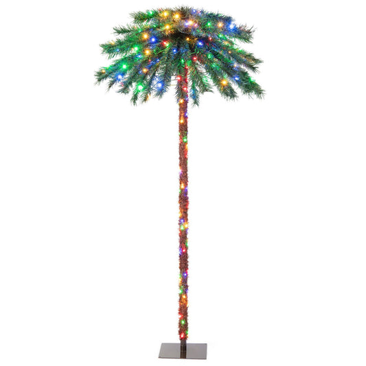 6 Feet Pre-Lit Artificial Tropical Christmas Palm Tree with 210 Multi-Color Lights, Green - Gallery Canada