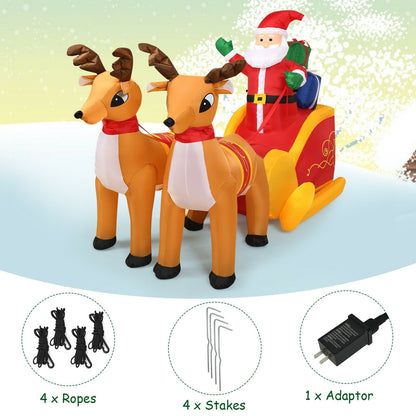 7.5 Feet Waterproof Outdoor Inflatable Santa with Double Deer and Sled, Multicolor Christmas Inflatables   at Gallery Canada