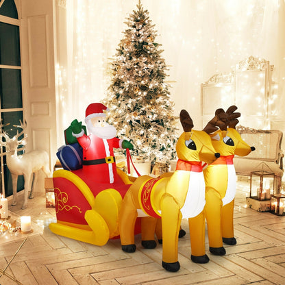 7.5 Feet Waterproof Outdoor Inflatable Santa with Double Deer and Sled, Multicolor Christmas Inflatables   at Gallery Canada