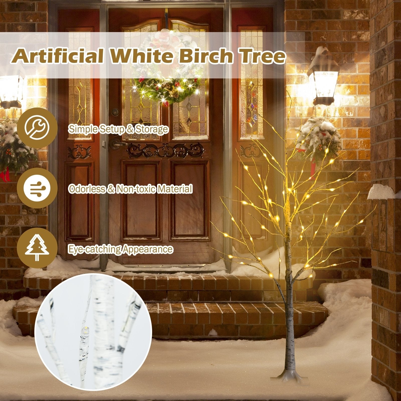 Pre-lit White Twig Birch Tree for Christmas Holiday with LED Lights-4 ft, White Christmas Tree   at Gallery Canada