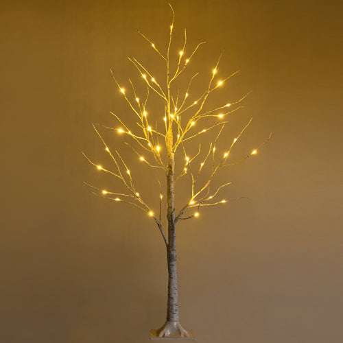 Pre-lit White Twig Birch Tree for Christmas Holiday with LED Lights-4 ft, White