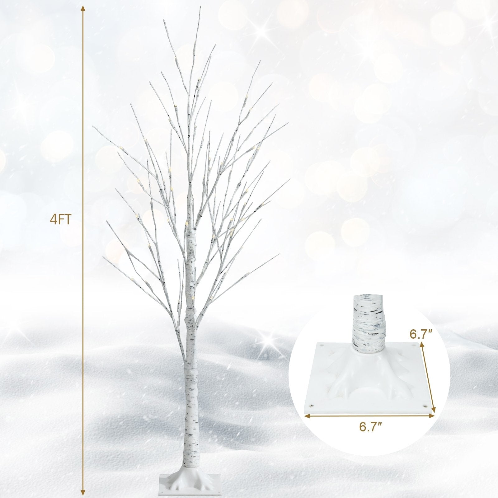 Pre-lit White Twig Birch Tree for Christmas Holiday with LED Lights-4 ft, White Christmas Tree   at Gallery Canada