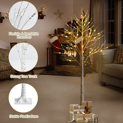 5 Feet Pre-lit White Twig Birch Tree with 72 LED Lights for Christmas, White Christmas Tree   at Gallery Canada