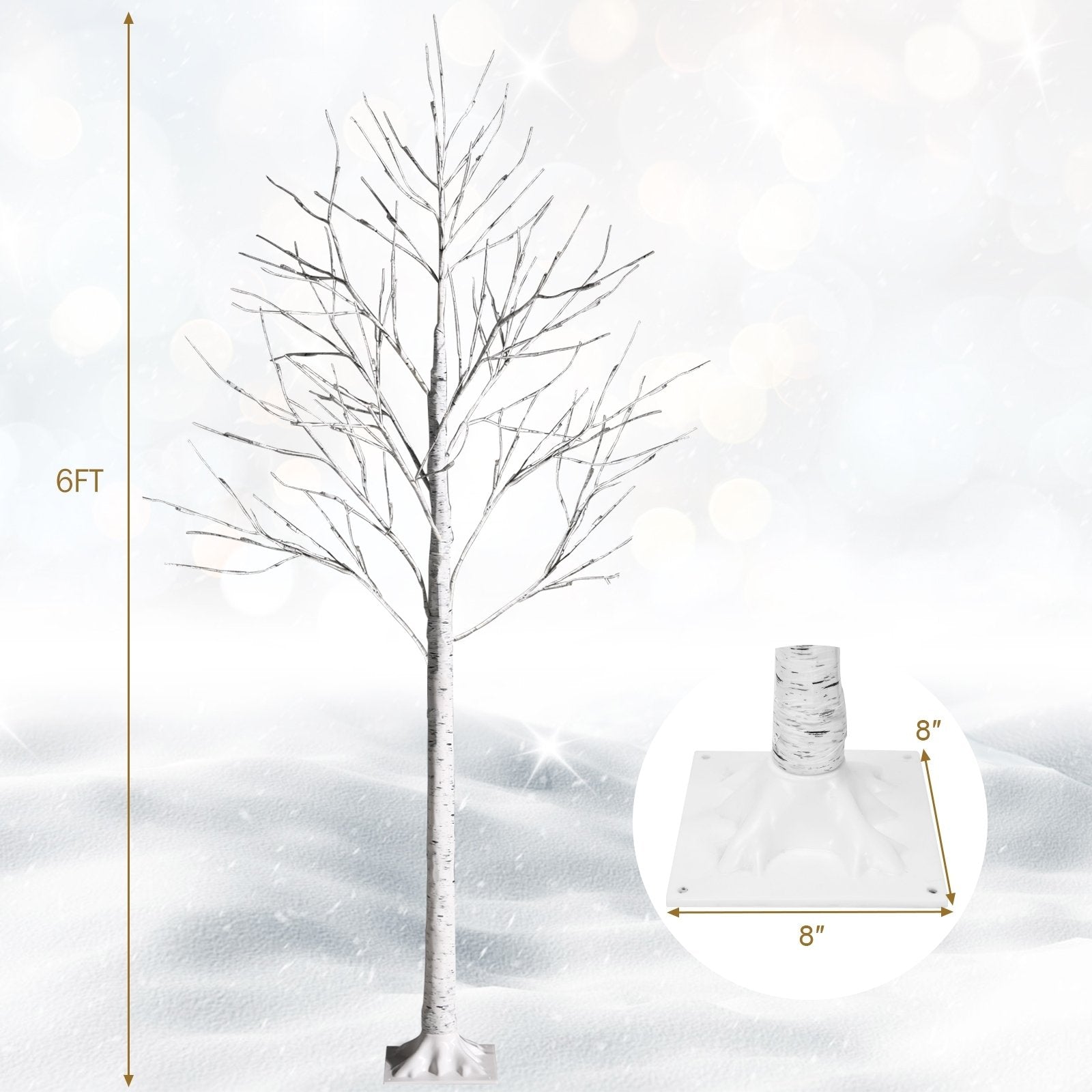 Pre-lit White Twig Birch Tree for Christmas Holiday with LED Lights-6 ft, White Christmas Tree   at Gallery Canada