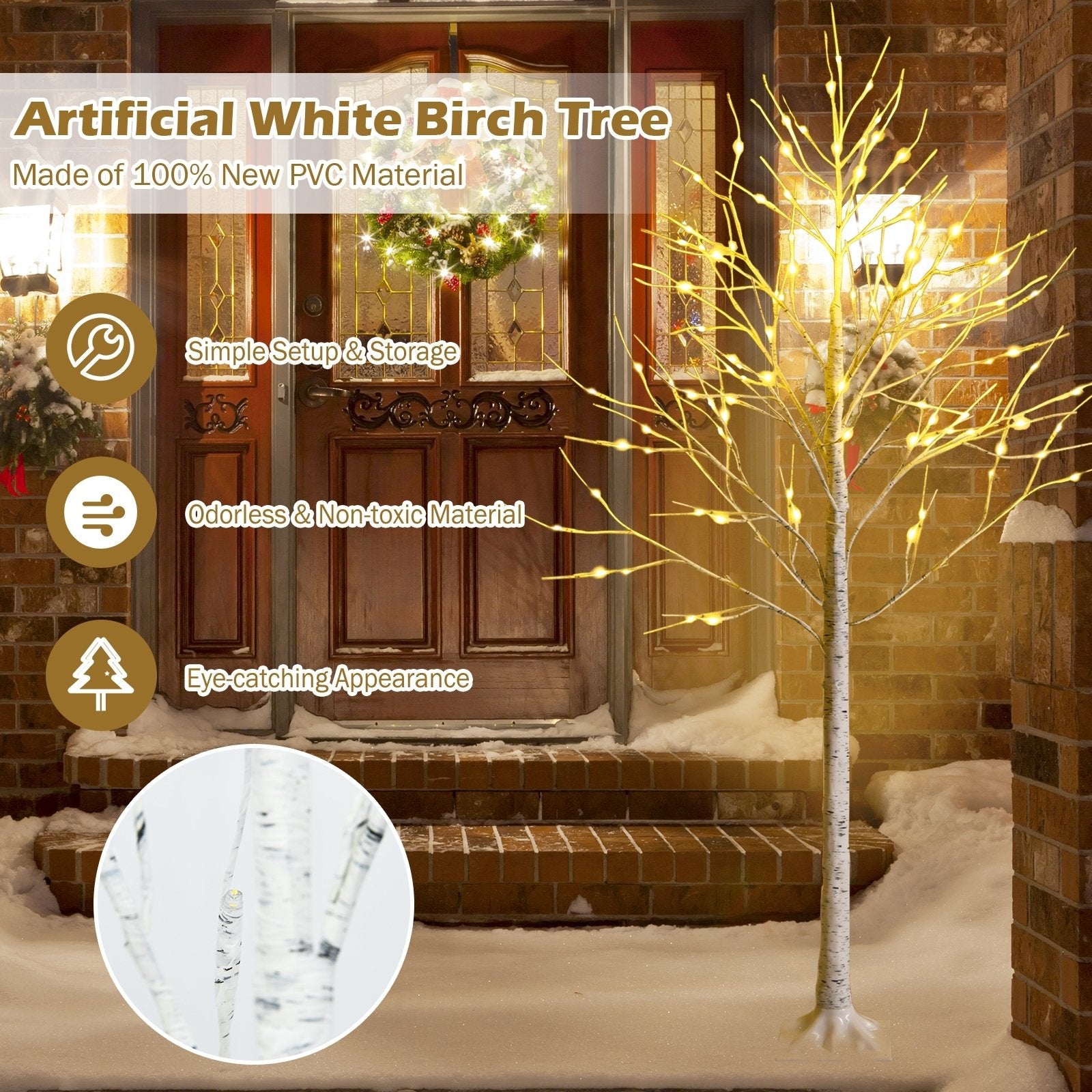 Pre-lit White Twig Birch Tree for Christmas Holiday with LED Lights-6 ft, White Christmas Tree   at Gallery Canada