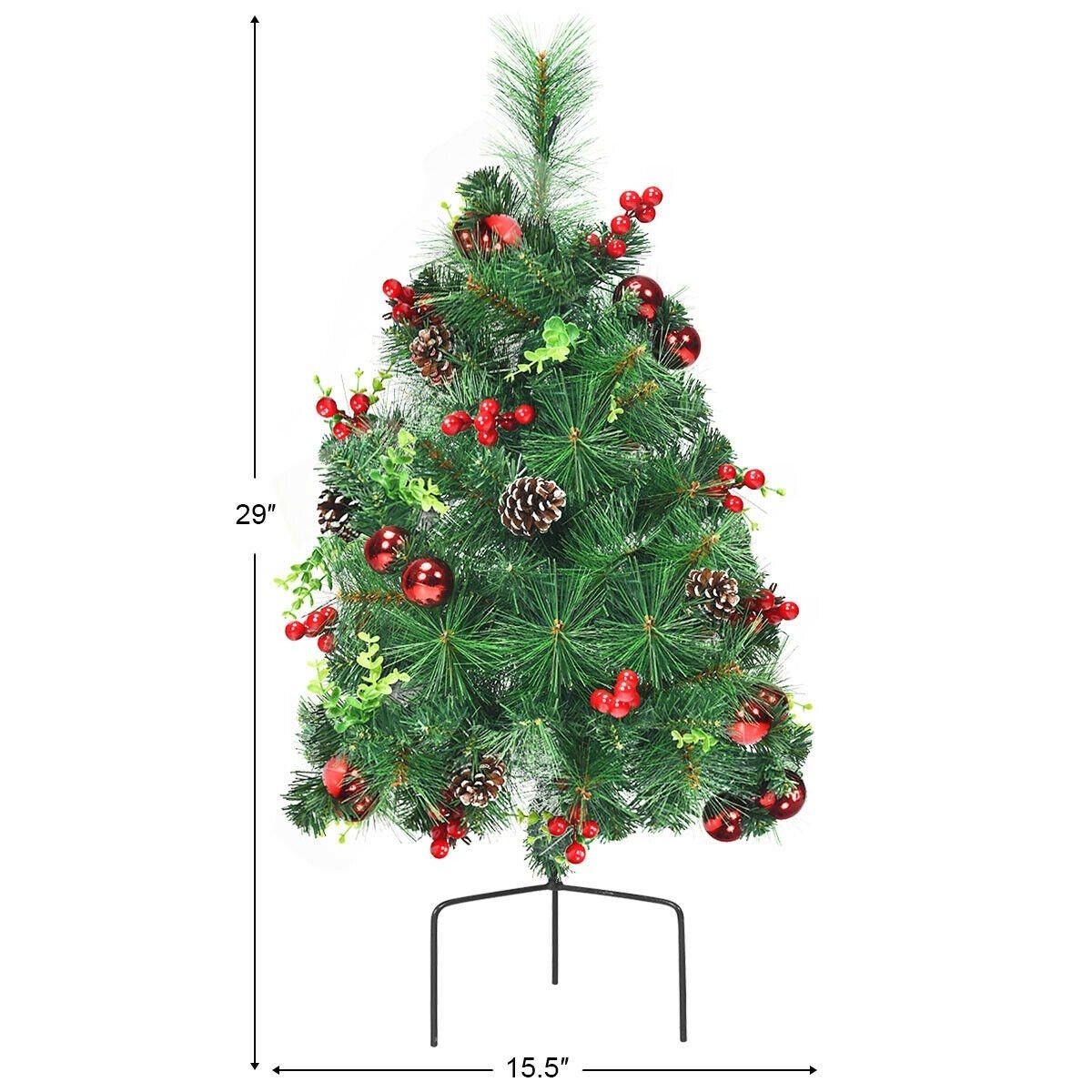 Set of 2 29 Inch Battery Powered Pre-lit Pathway Holiday Christmas Trees, Green Christmas Tree   at Gallery Canada