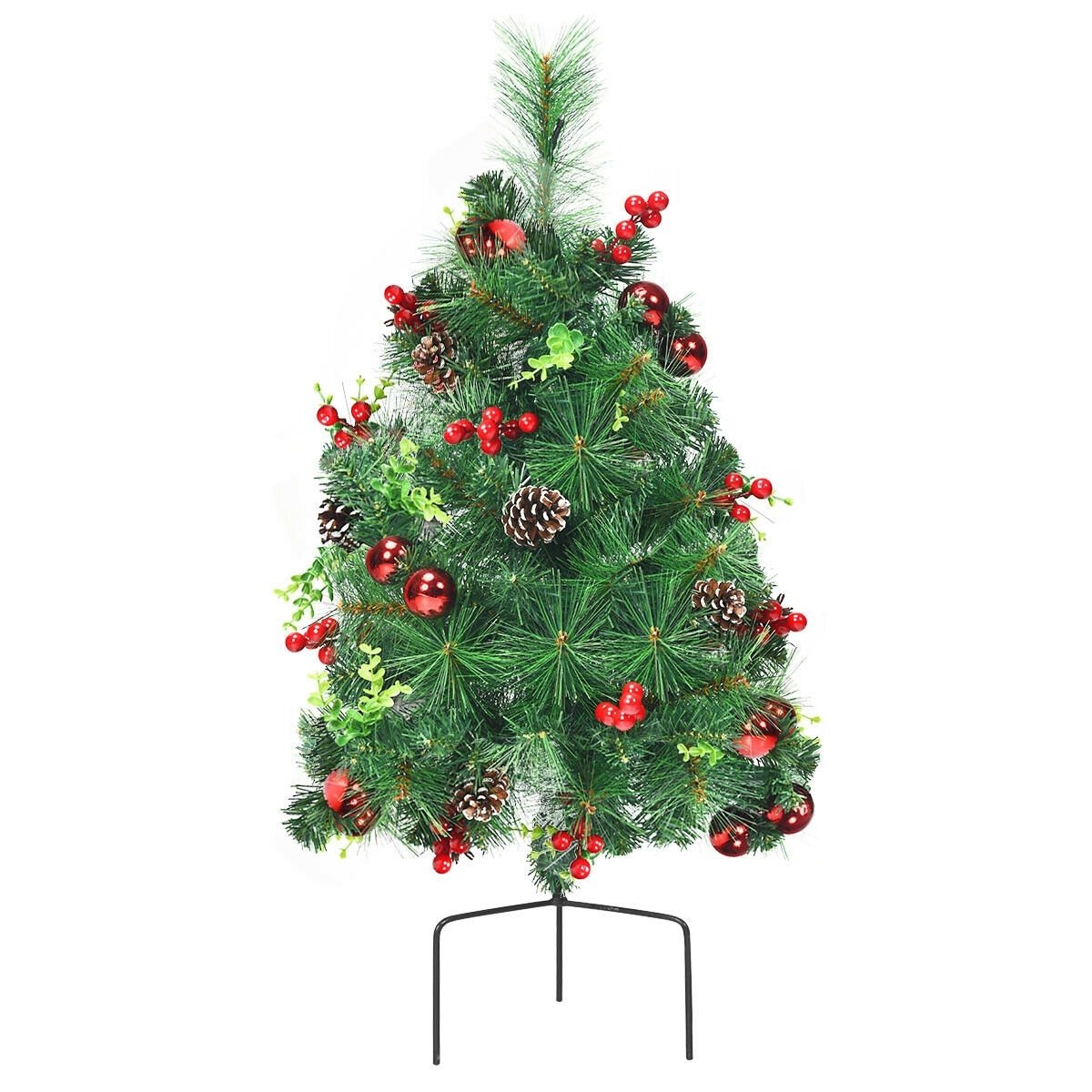 Set of 2 29 Inch Battery Powered Pre-lit Pathway Holiday Christmas Trees, Green Christmas Tree   at Gallery Canada