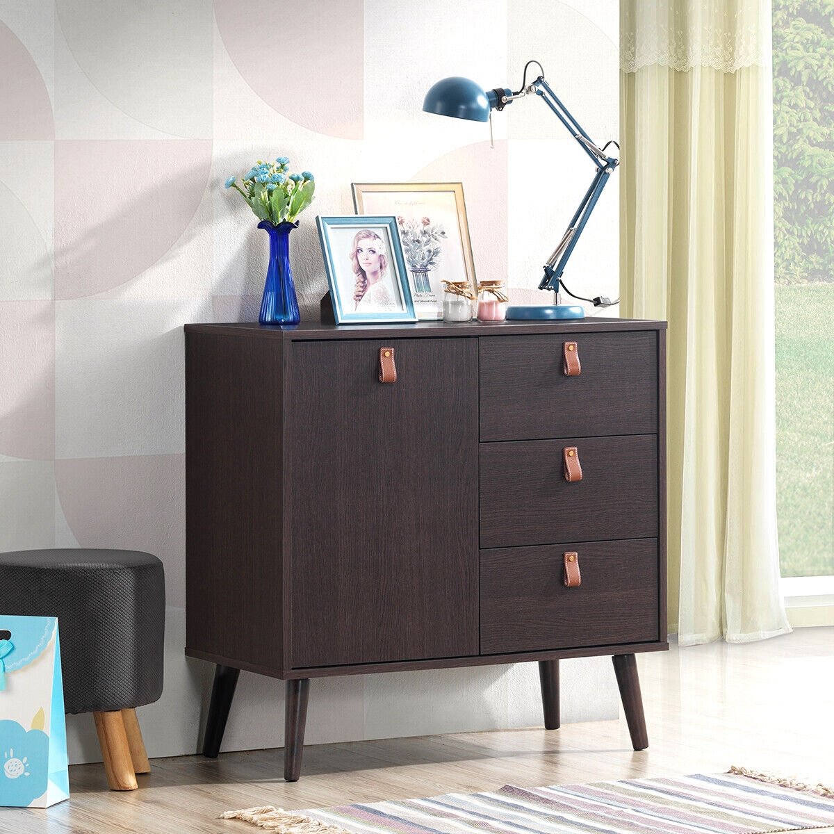 3-drawer Sideboard Storage Display Cabinet, Brown - Gallery Canada