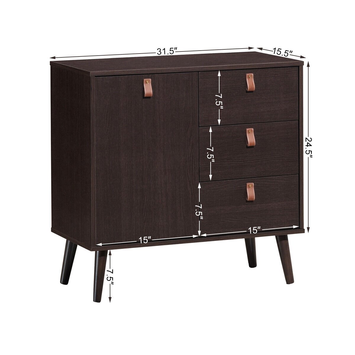 3-drawer Sideboard Storage Display Cabinet, Brown - Gallery Canada