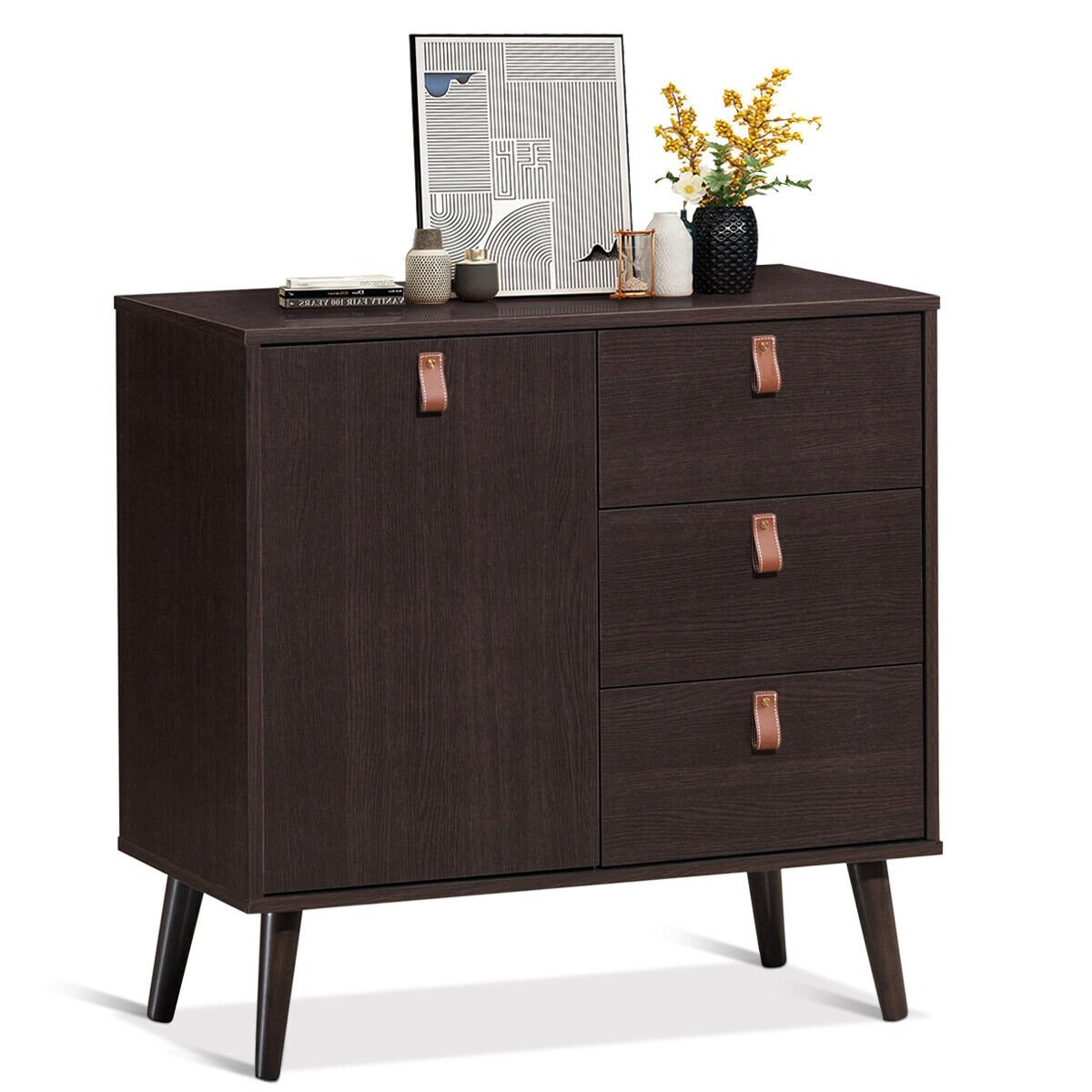 3-drawer Sideboard Storage Display Cabinet, Brown - Gallery Canada